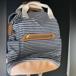 Women’s Laptop Backpack Fashion Blue and White and Brown